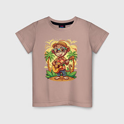 Детская футболка Обезьянка с гитарой летний вайб
