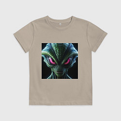 Футболка хлопковая детская Красноглазый пришелец, цвет: миндальный