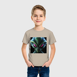 Футболка хлопковая детская Красноглазый пришелец, цвет: миндальный — фото 2