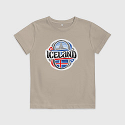 Футболка хлопковая детская Моя Исландия, цвет: миндальный