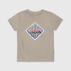 Футболка хлопковая детская Лондон сити, цвет: миндальный