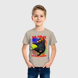 Футболка хлопковая детская Котэ на чиле, цвет: миндальный — фото 2