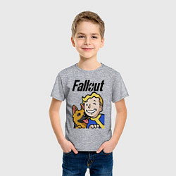 Футболка хлопковая детская Vault boy and shepherd, цвет: меланж — фото 2