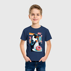 Футболка хлопковая детская Пончик для пингвина, цвет: тёмно-синий — фото 2
