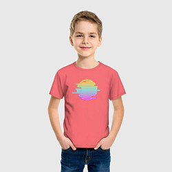 Футболка хлопковая детская Розовое геометрическое неоновое солнце, цвет: коралловый — фото 2