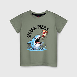 Футболка хлопковая детская Shark pizza - ai art fantasy, цвет: авокадо