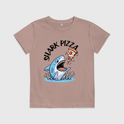 Футболка хлопковая детская Shark pizza - ai art fantasy, цвет: пыльно-розовый