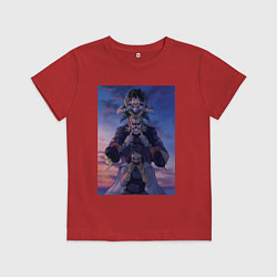 Футболка хлопковая детская Моя геройская академия Всемогущий Идзуку Мидория, цвет: красный