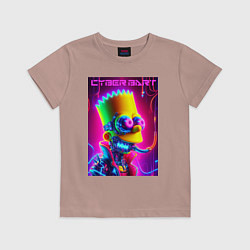 Футболка хлопковая детская Cyber Bart - neon glow fantasy, цвет: пыльно-розовый