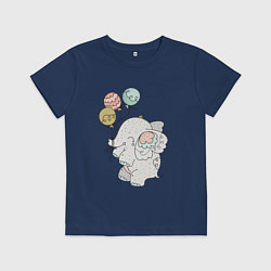 Футболка хлопковая детская Слоник на шариках, цвет: тёмно-синий