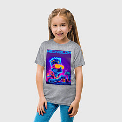 Футболка хлопковая детская Bart Simpson - neon fantasy ai art, цвет: меланж — фото 2