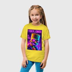 Футболка хлопковая детская Bart Simpson cyber zombie - halloween ai art, цвет: желтый — фото 2