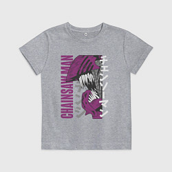 Футболка хлопковая детская Человек-бензопила Денджи chainsaw, цвет: меланж