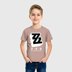 Футболка хлопковая детская Zenless zone zero лого, цвет: пыльно-розовый — фото 2