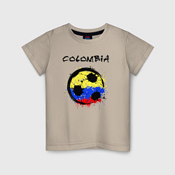 Футболка хлопковая детская Сборная Колумбии, цвет: миндальный
