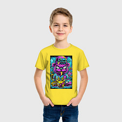 Футболка хлопковая детская Сказочные монстры в ярких неоновых красках, цвет: желтый — фото 2