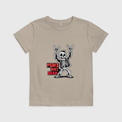 Футболка хлопковая детская Череп с козой punks not dead, цвет: миндальный