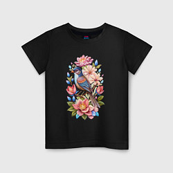 Детская футболка Птица Калипта Анны среди цветов