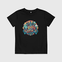 Футболка хлопковая детская Город Уфа, цвет: черный