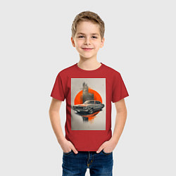 Футболка хлопковая детская Постер машины, цвет: красный — фото 2