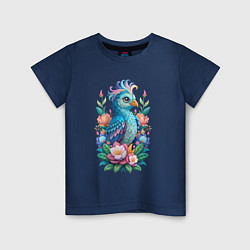Детская футболка Голубая птица среди цветов