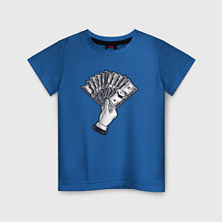 Футболка хлопковая детская Доллары в руке, цвет: синий