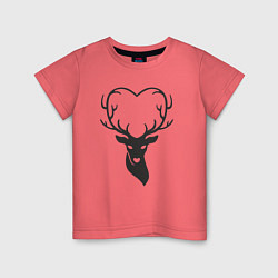 Футболка хлопковая детская Love deer, цвет: коралловый