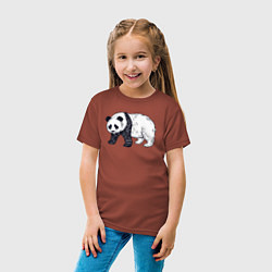 Футболка хлопковая детская Панда медведь, цвет: кирпичный — фото 2