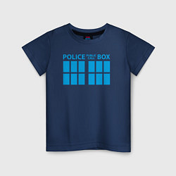 Футболка хлопковая детская Public call police box, цвет: тёмно-синий