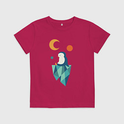 Футболка хлопковая детская Пингвин на айсберге, цвет: маджента