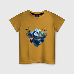 Детская футболка Орел среди леса и гор
