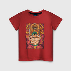 Футболка хлопковая детская One piece Зоро бог, цвет: красный