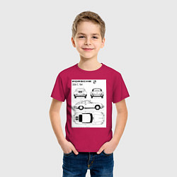 Футболка хлопковая детская Машина Porsche, цвет: маджента — фото 2