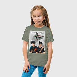 Футболка хлопковая детская Магическая битва Мэгуми Фусигуро Аки Хаякава, цвет: авокадо — фото 2