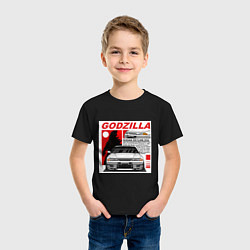 Футболка хлопковая детская Nissan Skyline, цвет: черный — фото 2