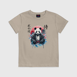 Футболка хлопковая детская Panda - bushido samurai code, цвет: миндальный