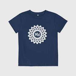 Футболка хлопковая детская Мы в круговом орнаменте из белых рук, цвет: тёмно-синий
