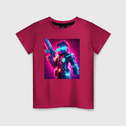 Детская футболка Minecraft and cyberpunk collaboration - neon glow