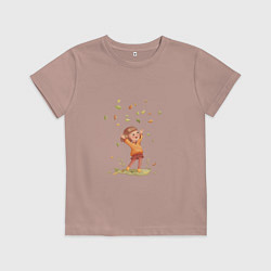 Футболка хлопковая детская Радостная осень, цвет: пыльно-розовый
