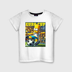 Футболка хлопковая детская Euro cup - Bart Simpson, цвет: белый