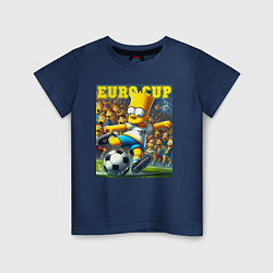 Футболка хлопковая детская Euro cup - Bart Simpson, цвет: тёмно-синий
