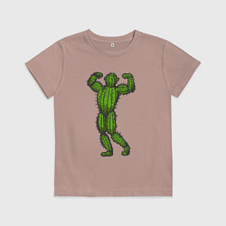 Футболка хлопковая детская Кактус спортсмен, цвет: пыльно-розовый