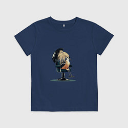 Футболка хлопковая детская Птица в барбершопе, цвет: тёмно-синий