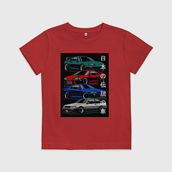 Футболка хлопковая детская JDM автомобили, цвет: красный