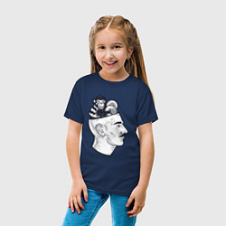 Футболка хлопковая детская Обезьяна в голове, цвет: тёмно-синий — фото 2