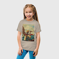 Футболка хлопковая детская Моряк и подзорная труба, цвет: миндальный — фото 2