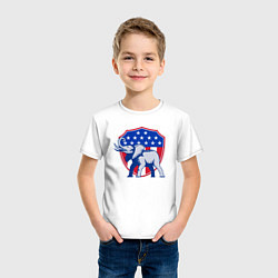 Футболка хлопковая детская Слон США, цвет: белый — фото 2