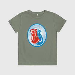 Футболка хлопковая детская Перчатки - бокс, цвет: авокадо