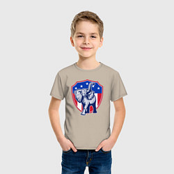 Футболка хлопковая детская Elephant USA, цвет: миндальный — фото 2