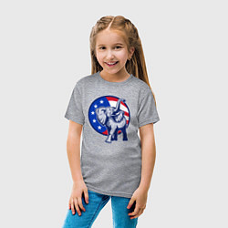 Футболка хлопковая детская USA elephant, цвет: меланж — фото 2